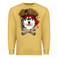 Antique Gold alaskan malamute pirate dog halloween Premium Sweatshirt - linhVisuals