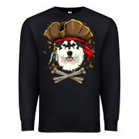 Black alaskan malamute pirate dog halloween Premium Sweatshirt - linhVisuals