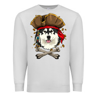 Dove Grey alaskan malamute pirate dog halloween Premium Sweatshirt - linhVisuals