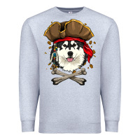 Heather Grey alaskan malamute pirate dog halloween Premium Sweatshirt - linhVisuals
