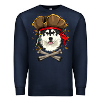 Navy alaskan malamute pirate dog halloween Premium Sweatshirt - linhVisuals