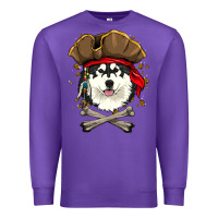 Purple alaskan malamute pirate dog halloween Premium Sweatshirt - linhVisuals