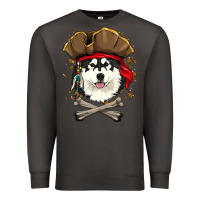 Smoke alaskan malamute pirate dog halloween Premium Sweatshirt - linhVisuals
