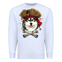 White alaskan malamute pirate dog halloween Premium Sweatshirt - linhVisuals