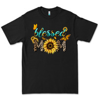 Black Blessed mom sunflower butterfly mother's day Premium Tee - HowdyJamesFarm