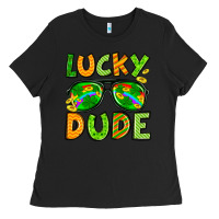 Black St. Patrick's Lucky dude Ladies Tee - OliviaCreatesArt