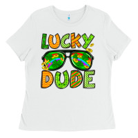 White St. Patrick's Lucky dude Ladies Tee - OliviaCreatesArt