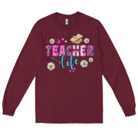 Burgundy teacher life Long Sleeve Tee - BundleAndBundleShop