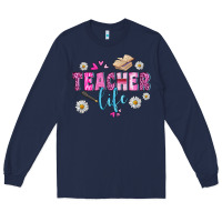 Navy teacher life Long Sleeve Tee - BundleAndBundleShop
