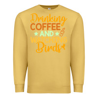 Antique Gold drinking coffee watching birds funny Premium Sweatshirt - linhVisuals