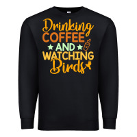 Black drinking coffee watching birds funny Premium Sweatshirt - linhVisuals