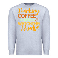 Heather Grey drinking coffee watching birds funny Premium Sweatshirt - linhVisuals