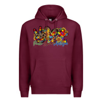 Burgundy peace love autism Premium Hoodie - RacoonDesign