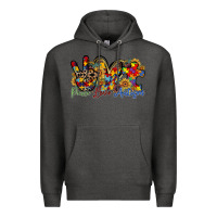 Charcoal Heather peace love autism Premium Hoodie - RacoonDesign