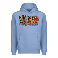 Colony Blue peace love autism Premium Hoodie - RacoonDesign