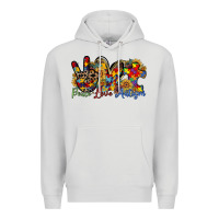 Dove Grey peace love autism Premium Hoodie - RacoonDesign