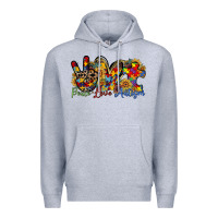 Heather Grey peace love autism Premium Hoodie - RacoonDesign