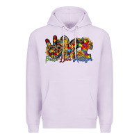 Lilac peace love autism Premium Hoodie - RacoonDesign