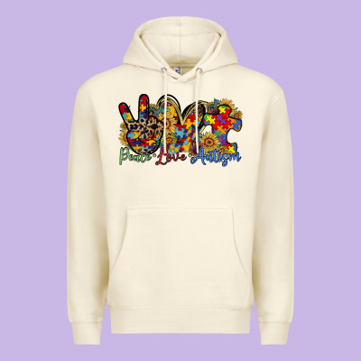 Peace Love Autism Premium Hoodie Designed By Racoondesign