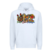 White peace love autism Premium Hoodie - RacoonDesign