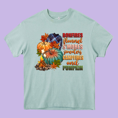 Bonfires Flannels Smores Campfires And Pu Heavy Core Tee Designed By Cowgirlartshop