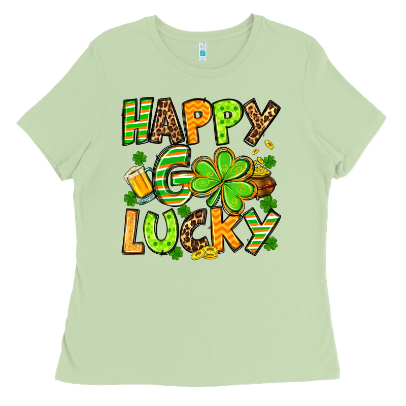 St. Patrick's Happy Go Lucky Ladies Tee by OliviaCreatesArt | Teevron