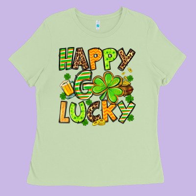 St. Patrick's Happy Go Lucky Ladies Tee Designed By Oliviacreatesart