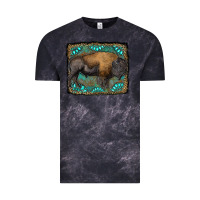 Cloud Black bison with gemstone background Vintage Tee - RanaPortraitStore