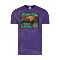 Cloud Purple bison with gemstone background Vintage Tee - RanaPortraitStore