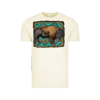 Vintage Arctic bison with gemstone background Vintage Tee - RanaPortraitStore