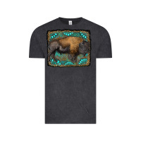 Vintage Black bison with gemstone background Vintage Tee - RanaPortraitStore