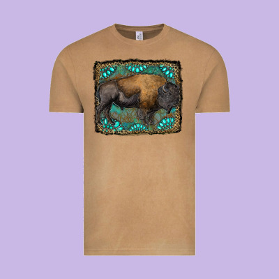 Bison With Gemstone Background Vintage Tee Designed By Ranaportraitstore