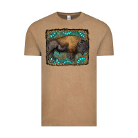Vintage Coffee bison with gemstone background Vintage Tee - RanaPortraitStore