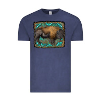 Vintage Denim bison with gemstone background Vintage Tee - RanaPortraitStore