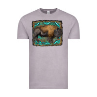 Vintage Zinc bison with gemstone background Vintage Tee - RanaPortraitStore