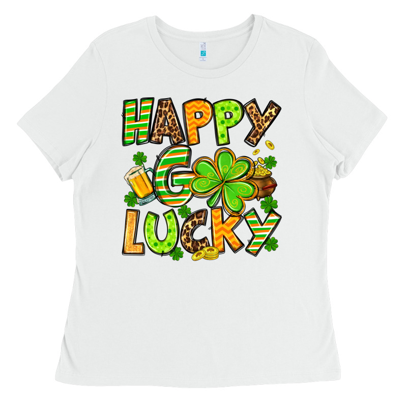 St. Patrick's Happy Go Lucky Ladies Tee by OliviaCreatesArt | Teevron