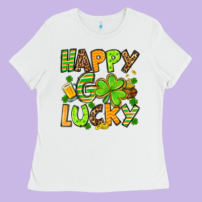 St. Patrick's Happy Go Lucky Ladies Tee Designed By Oliviacreatesart