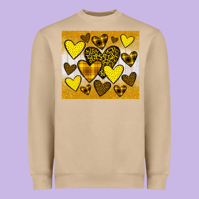 Yellow Hearts Heavyweight Sweatshirt Designed By Jahusdesignshop
