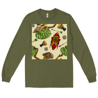 Army Green african woman and mask seamless pattern Long Sleeve Tee - BundleAndBundleShop