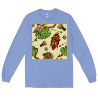 Colony Blue african woman and mask seamless pattern Long Sleeve Tee - BundleAndBundleShop