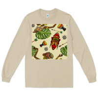 Mushroom african woman and mask seamless pattern Long Sleeve Tee - BundleAndBundleShop