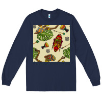 Navy african woman and mask seamless pattern Long Sleeve Tee - BundleAndBundleShop