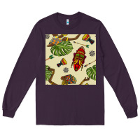 Plum african woman and mask seamless pattern Long Sleeve Tee - BundleAndBundleShop