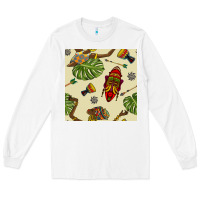 White african woman and mask seamless pattern Long Sleeve Tee - BundleAndBundleShop