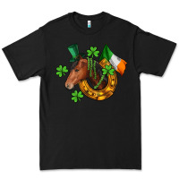Black Horse with horseshoe St. Patrick's Premium Tee - CowGirlArtShop