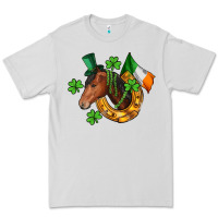 Dove Grey Horse with horseshoe St. Patrick's Premium Tee - CowGirlArtShop