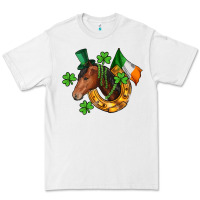White Horse with horseshoe St. Patrick's Premium Tee - CowGirlArtShop