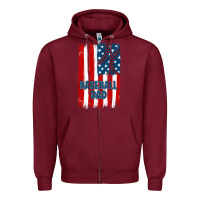 Burgundy baseball dad american flag Zipper Hoodie - JahusDesignShop
