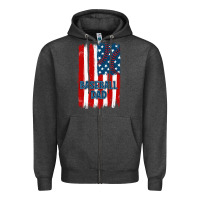 Baseball Dad American Flag Zipper Hoodie | Teevron