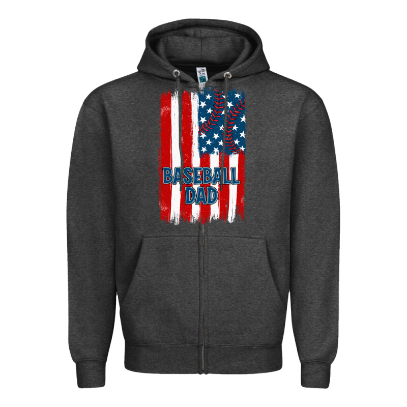 Baseball Dad American Flag Zipper Hoodie by JahusDesignShop | Teevron